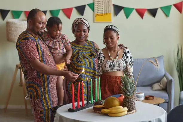 Photo of African family celebrating Kwanzaa holiday