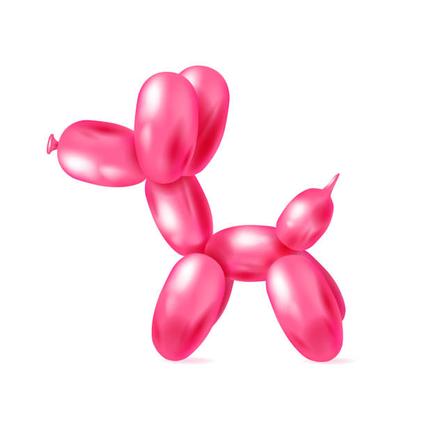 tierballon bunte rosa hundepudel illustration isoliert auf weißem hintergrund - balloon twisted shape animal stock-grafiken, -clipart, -cartoons und -symbole
