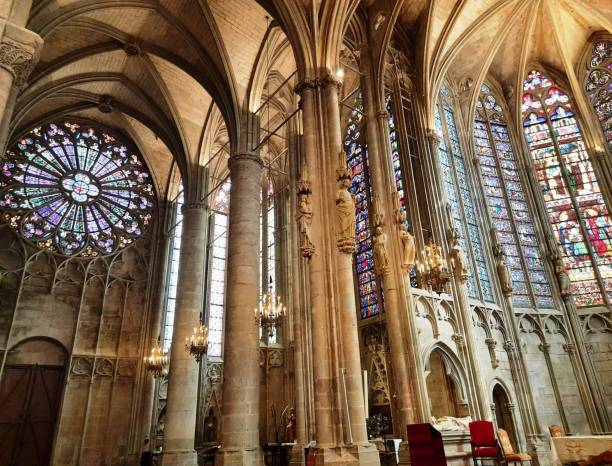The Basilica of San Nazario in Carcassonne (French: Église Saint-Nazaire de Carcassonne) stock photo