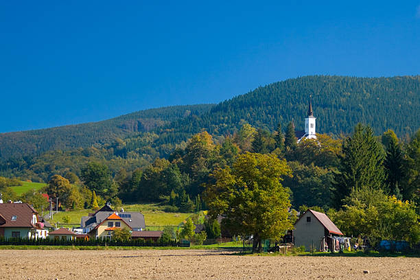 Foothill village in Beskydy mountains.