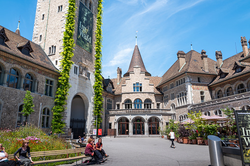 Zurich, Switzerland - July 11, 2022: 19th Century building is the Swiss National Museum in Zurich.