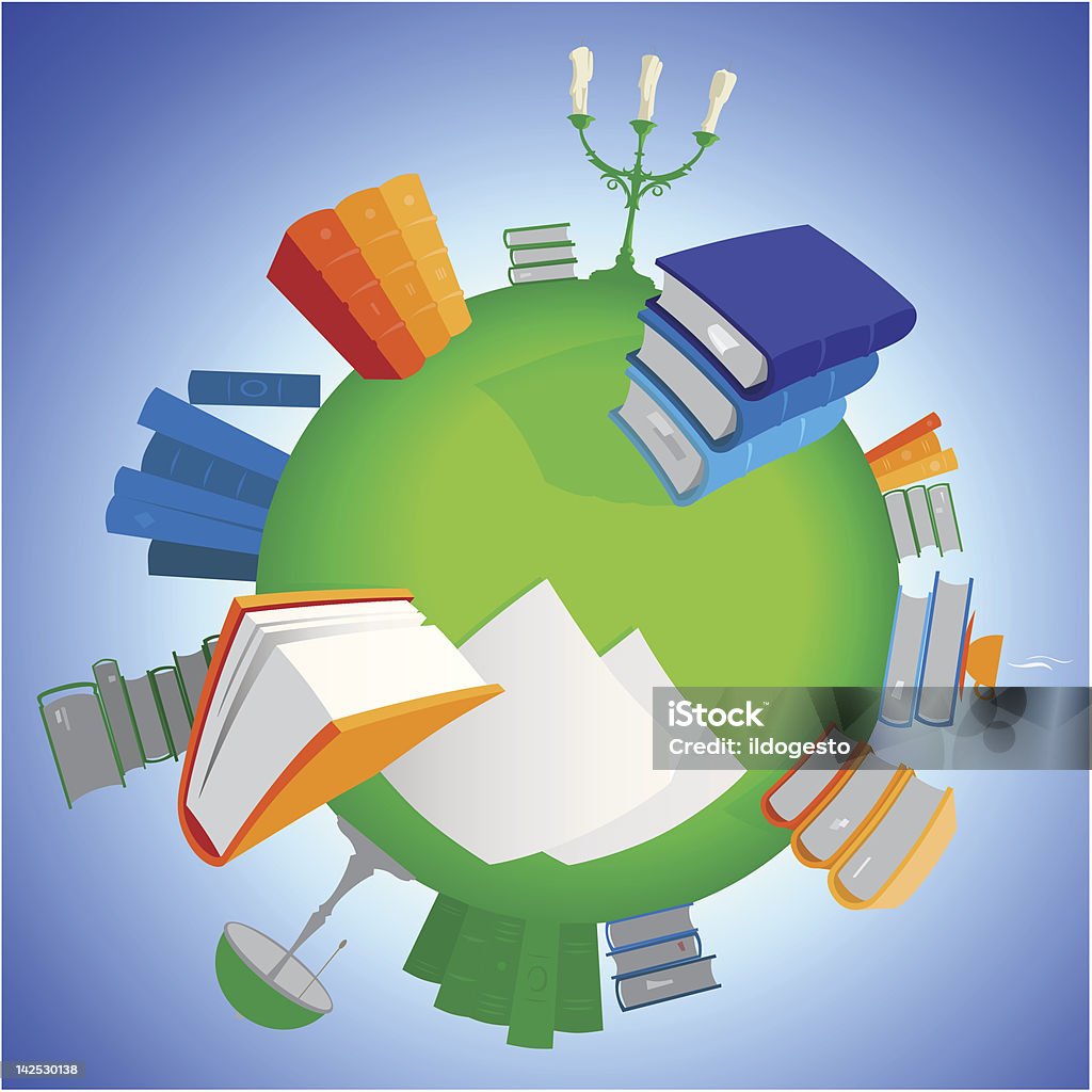 World of knowledge World of knowledge: multicolored books on green planet. Vector illustration. Please see also: Book stock vector