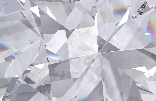 layered texture triangular macro diamond or crystal shapes background. 3d rendering model