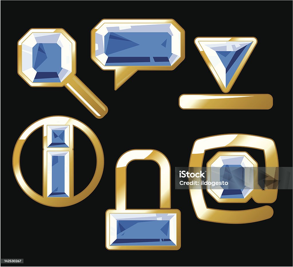 Gem ikony z sapphire i gold - Grafika wektorowa royalty-free (Bez ludzi)