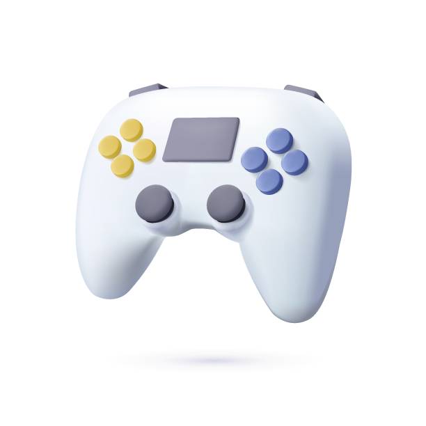 ilustrações, clipart, desenhos animados e ícones de ícone joystick gamepad 3d, console de jogo ou controlador de jogos. jogos de computador. ícone vetorial 3d. estilo mínimo de desenho animado. jogo - game controller