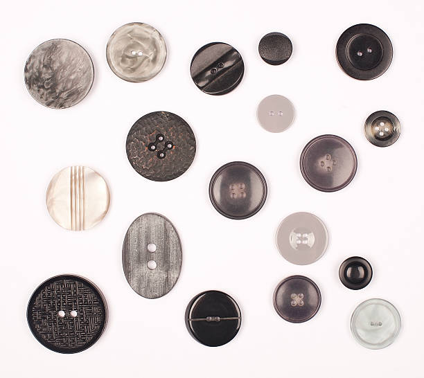 B &amp; W Vintage Buttons Series of black and white vintage buttons isolated on white. button sewing item stock pictures, royalty-free photos & images
