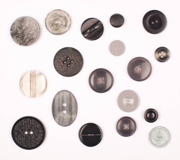 B & W Vintage Buttons Series of black and white vintage buttons isolated on white. button sewing item stock pictures, royalty-free photos & images