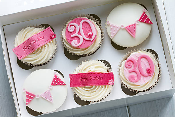 30th birthday cupcakes stock photo