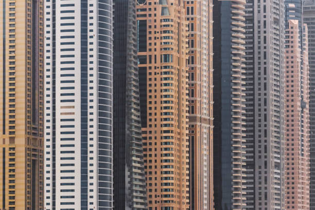 Dubai Marina skyscrapers cluster. United Arab Emirates, Middle East.