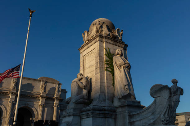 Columbus circle and the Union station in Washington DC