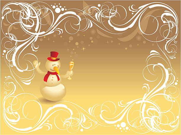 화려한 배경 눈사람 - swirl christmas champagne coloured holiday backgrounds stock illustrations