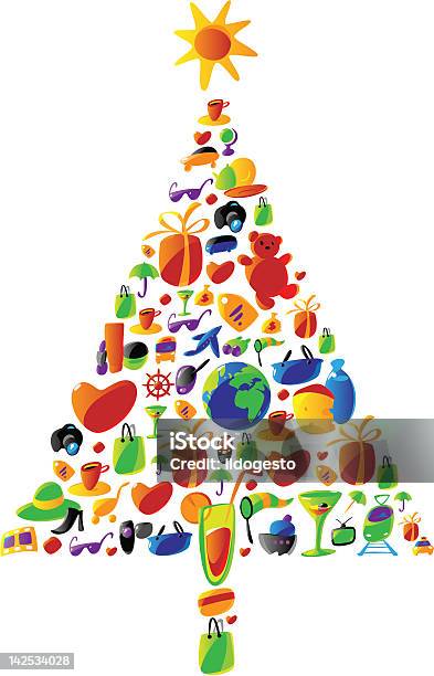 Christmas Tree Made Of Icons Stock Illustration - Download Image Now - Celebration, Christmas, Christmas Tree