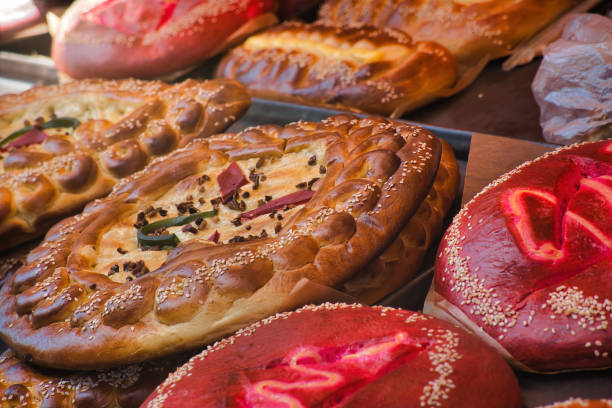 Traditional Mexican pink and yellow party bread
