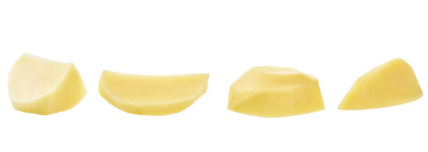 istock potato slices isolated on white background. Various angles. 1425353990