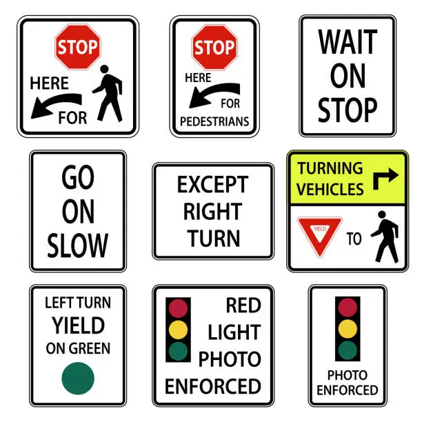 Vector illustration of Traffic road sign all pedestrians warning