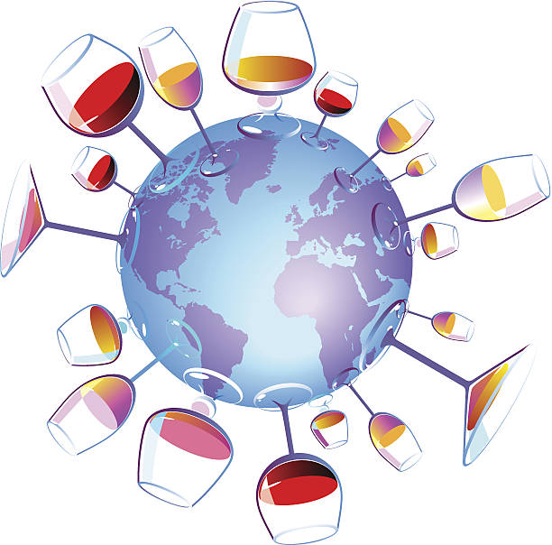 Wine World isolated vector art illustration