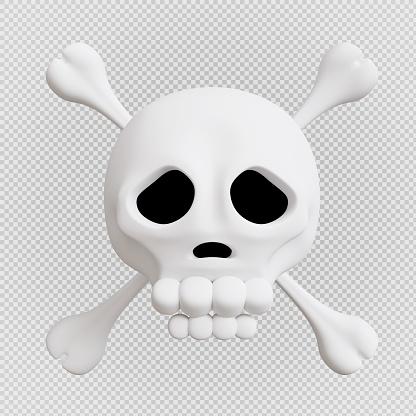 halloween skull 3d rendering,with clipping path.