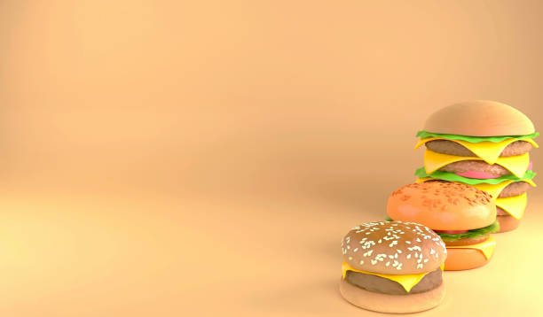 istock 3D rendering multiple size of hamburger, 3D illustration fast food concept and copy space 1425386854