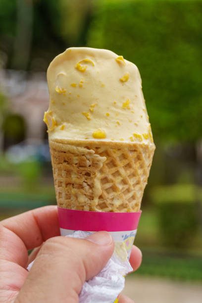 istock Elote (corn) ice cream in a waffle cone in Merida, Mexico 1425391061