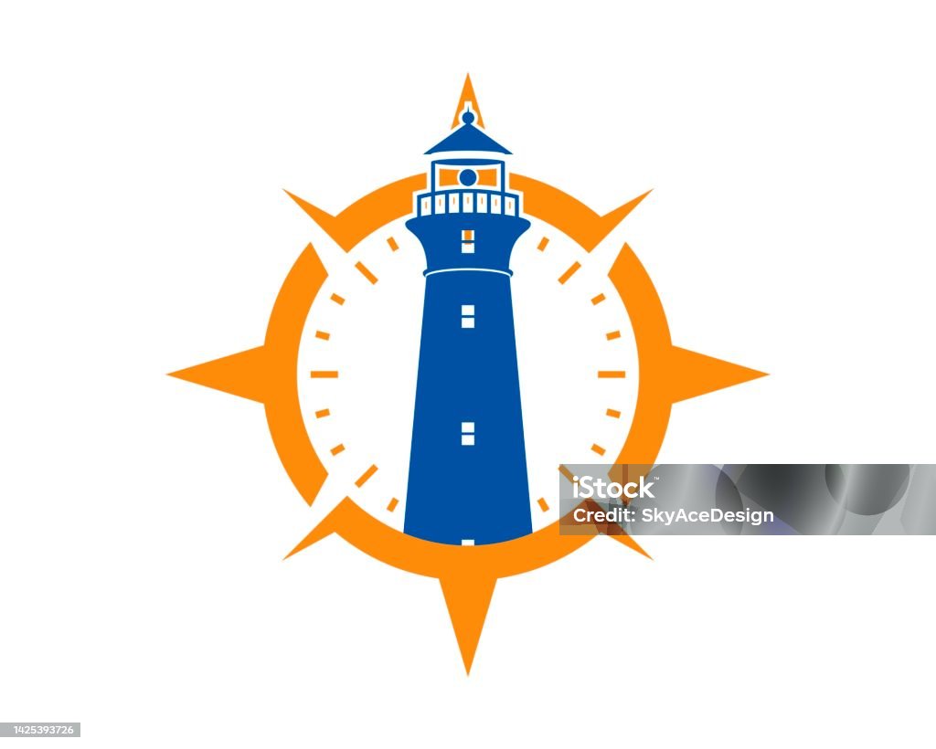 Compass With Light House Inside Stock Illustration - Download Image Now ...