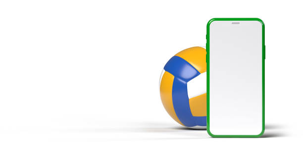 istock Volleyball behind vertical standing white smartphone screen 1425393993