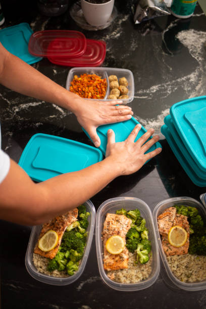 istock Meal Prep Containers Salmon and Meat Balls 1425396574
