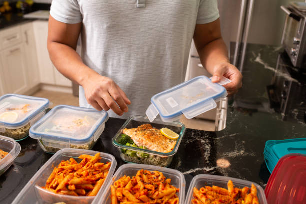 istock Meal Prep Containers Salmon and Meat Balls 1425396672