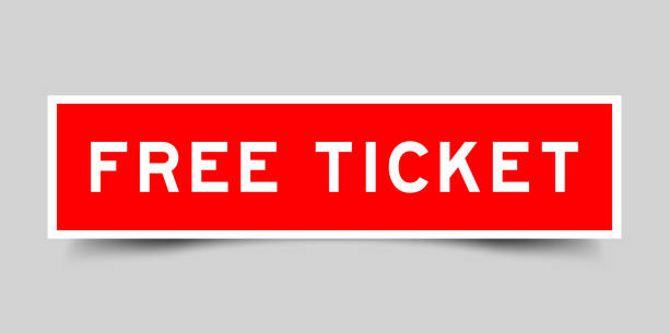 istock Sticker label with word free ticket in red color on gray background 1425396937