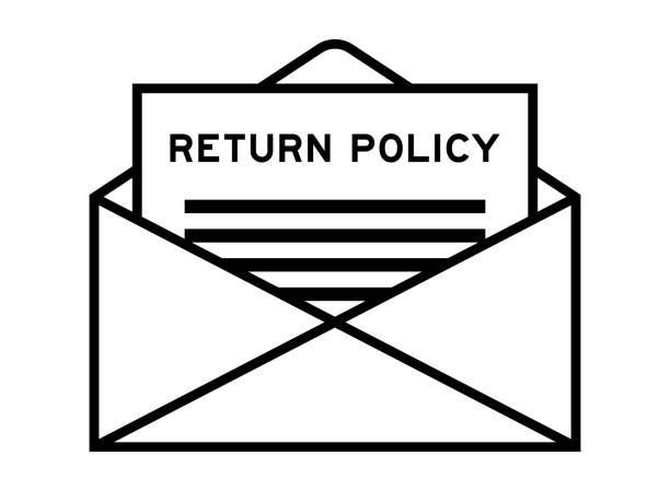 ilustrações de stock, clip art, desenhos animados e ícones de envelope and letter sign with word return policy as the headline - refundable
