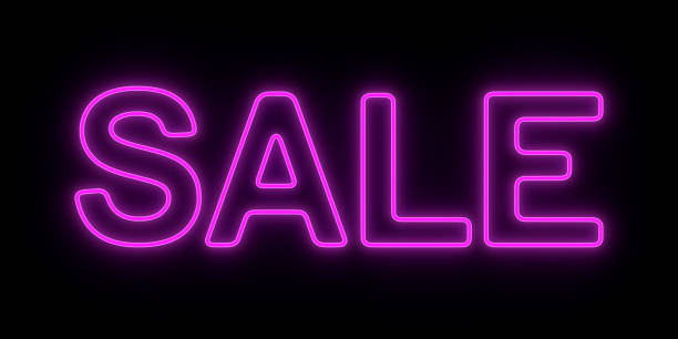 istock Neon red sale on black background. 3d illustration 1425399141