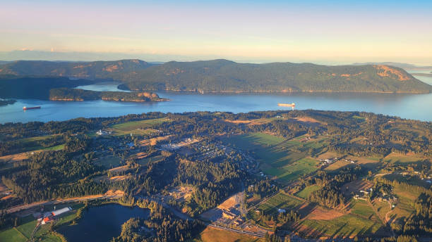Arial View Of Southern Vancouver Island stock photo