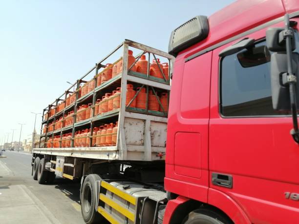 istock Heavy truck carrying lpg gas cylinders 1425401885