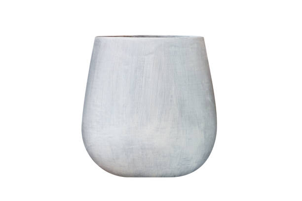 istock Grey Round Pot Isolated on White Background with Clipping Path 1425402826