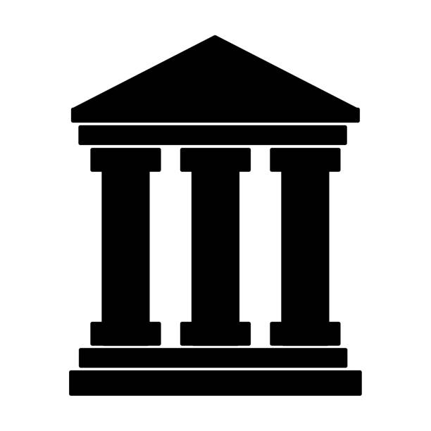 ilustrações de stock, clip art, desenhos animados e ícones de columns roof icon. historical museum. vector illustration. stock image. - law column courthouse greek culture