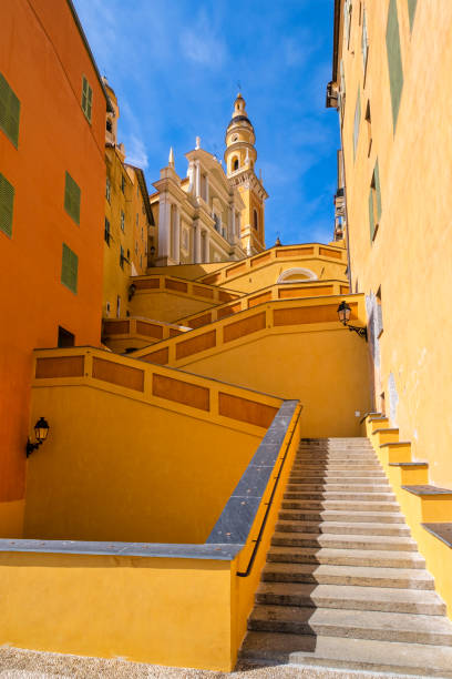 Baroque Basilica of Saint-Michel-Archange in Menton on the French Riviera stock photo