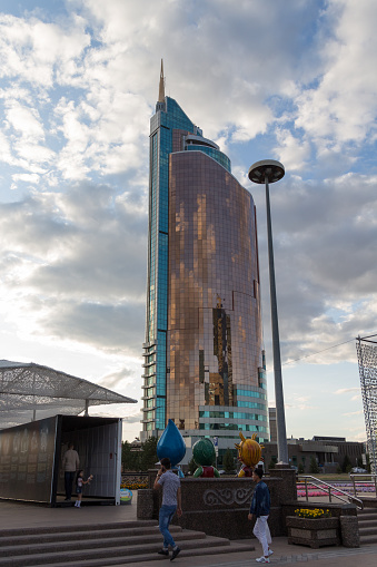 Astana, Kazakhstan (Qazaqstan), 19.08.2017 - The building of the Ministry of Transport and Communications Astana. Ministry of Industry and Infrastructural Development of the Republic of Kazakhstan. Transport Control Committee.