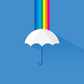istock Flat 7-color rainbow with white umbrella 1425416354