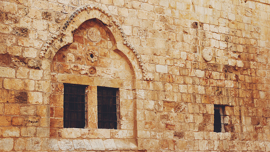 close up of the lion gate entrance to the old city of jerusalem in israel