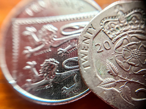 British coins in close up