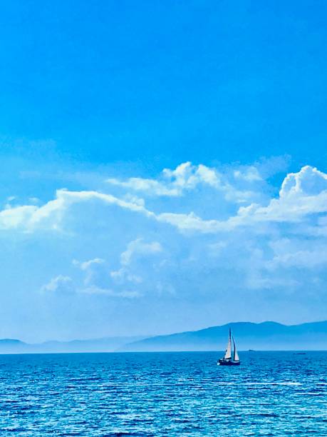 istock A sailboat sailing alone in the sea 1425425581
