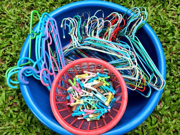 istock Cloth Hangers and Clothespins - Laundry equipment. 1425426103