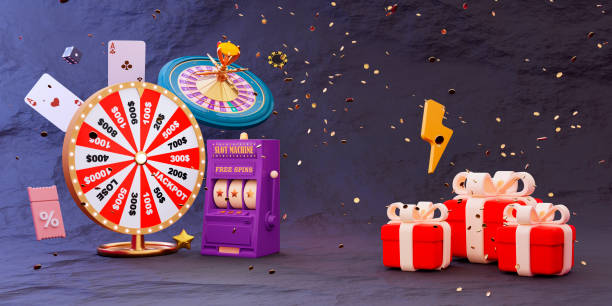 istock Online casino. 3D realistic roulette wheel, fortune wheel and slot machine and gift boxes on gray background. 777 Big win concept banner casino. Gambling concept design. 3d rendering illustration. 1425427310