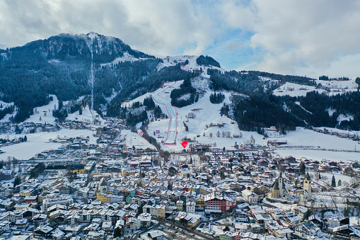 Mountain peaks in Mannlichen in winter Swiss Alps