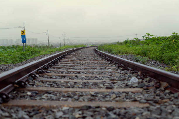 A sentimental railroad view on a rainy day