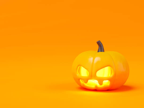 istock 3d rendering of Halloween pumpkins on orange background. 1425431490