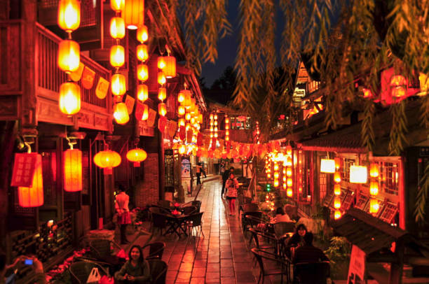 Chengdu, Sichuan, China- November 2, 2009: Here is the night view of Chengdu Jinli ancient street.