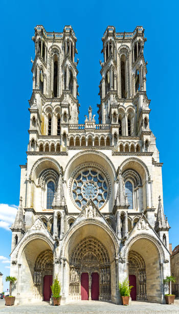 Laon cathedral in France Laon, gothic cathedral from France, in Aisne department, west front Laon stock pictures, royalty-free photos & images