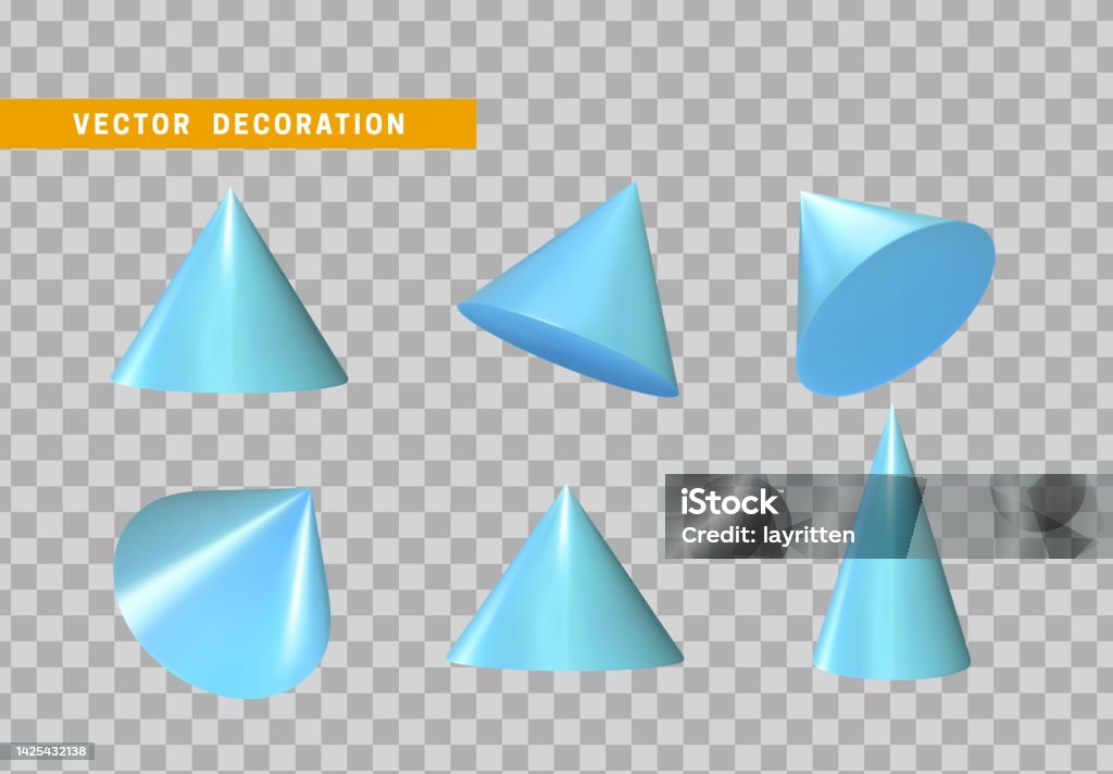 Sharp Geometric Cone Cast Volumetric Set 3d Geometric Shapes Objects ...