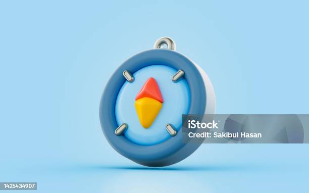 Compass Sign Cartoon Look 3d Render Concept For Direction Way Indicator Stock Photo - Download Image Now