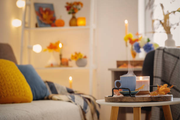 istock cup of coffee in cozy interior with autumnal decor 1425435088